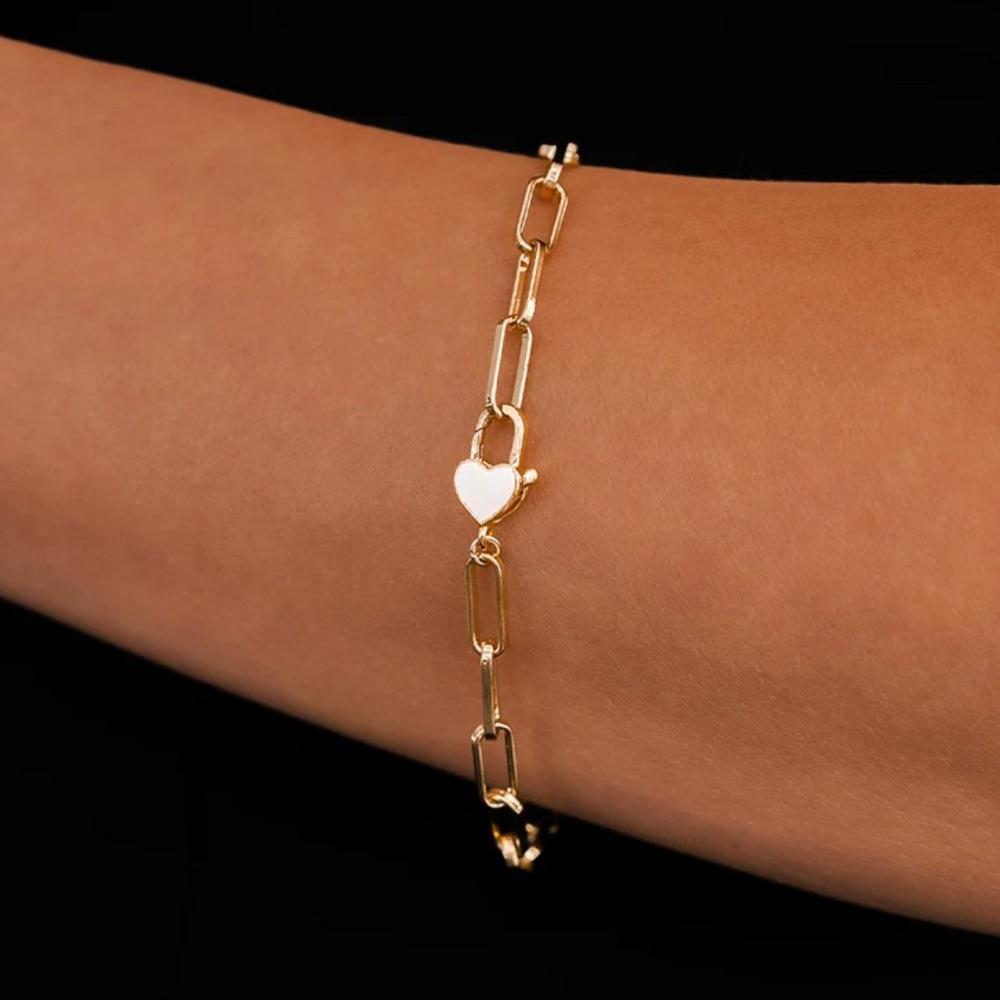 Brand New Mint & Lily Heart Padlock Bracelet